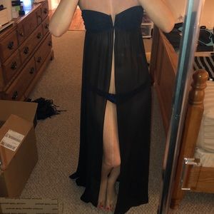 Long black sheer dress for the beach